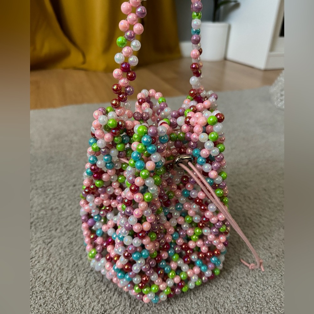 Beaded bucket bag